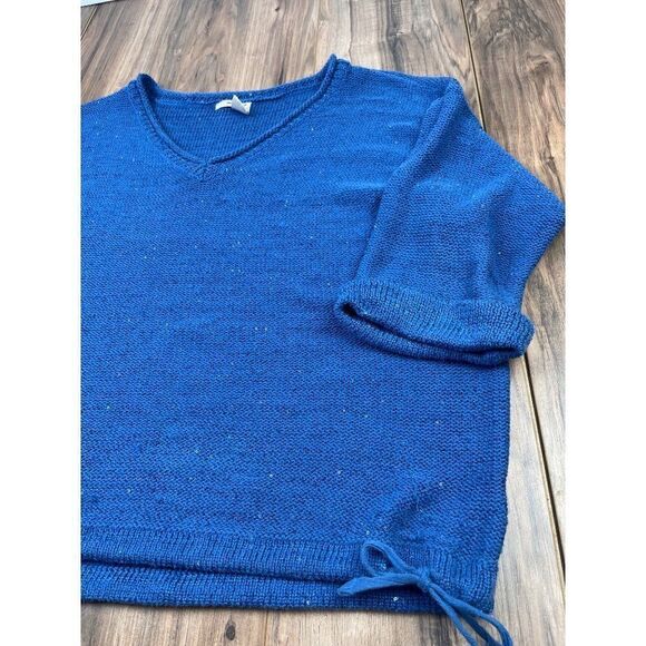 DKNY Jeans V-Neck sequin embellished 3/4 length sleeve sweater. Womens XL - Picture 2 of 10